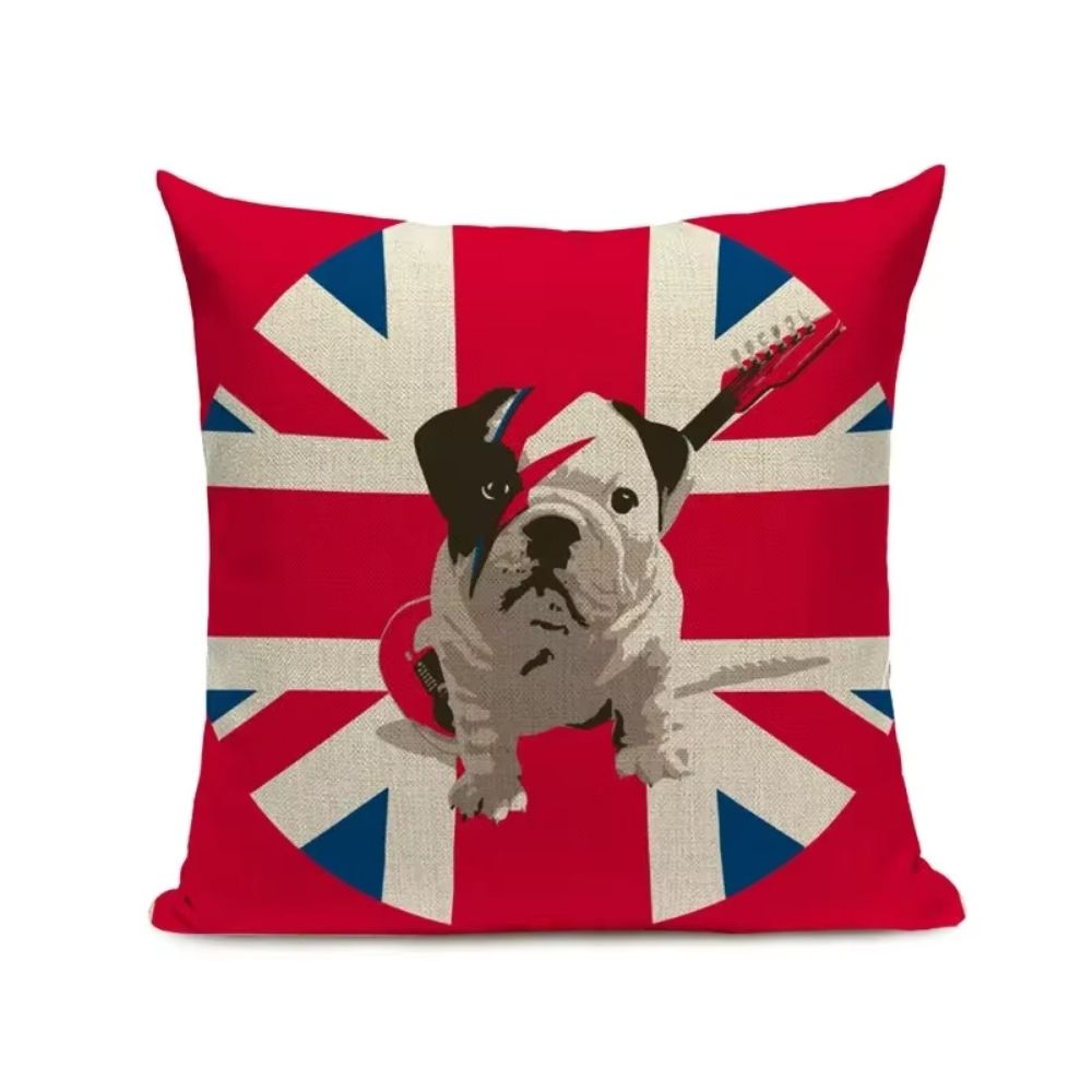 Taie d’oreiller Bulldog rockeur & Union Jack