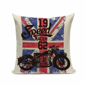 Taie d’oreiller rétro moto & Union Jack