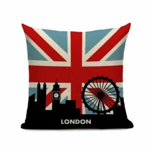Taie d’oreiller Union Jack & silhouette de Londres