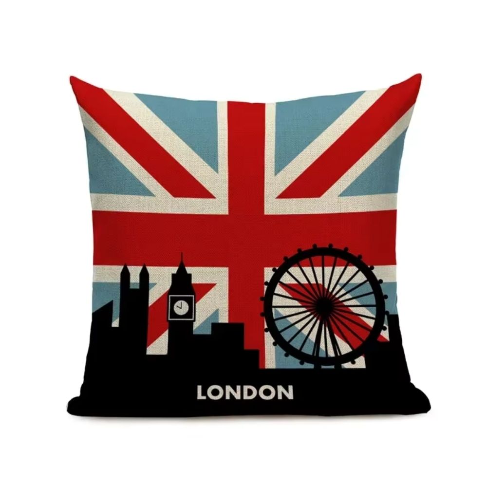 Taie d’oreiller Union Jack & silhouette de Londres