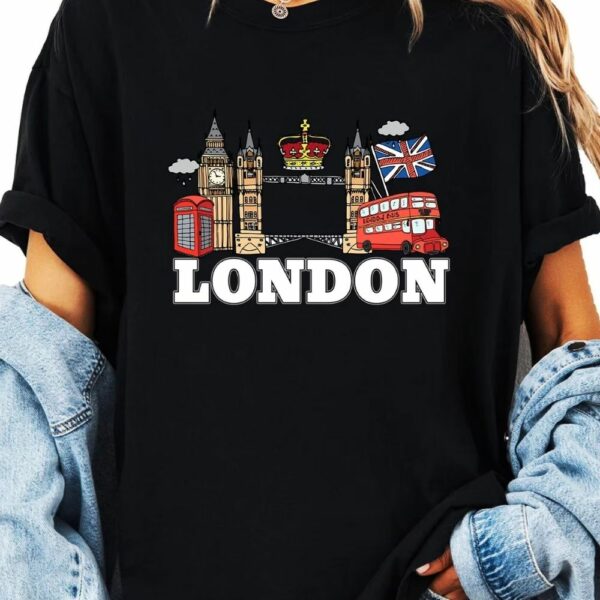 T-shirt noir London avec icônes britanniques
