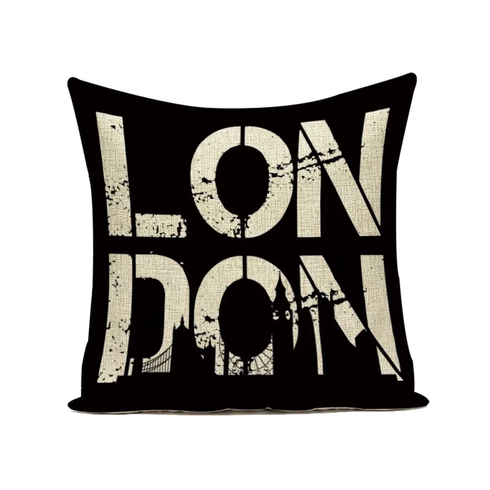 Taie d’oreiller noire typographie LONDON