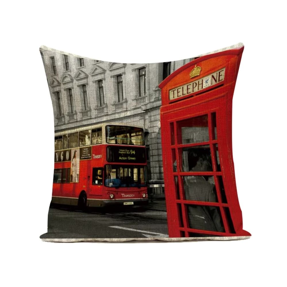 Taie d’oreiller vintage Londres en rouge emblématique