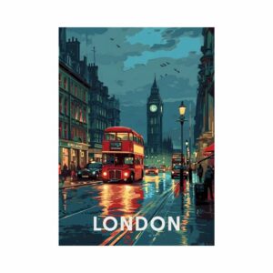Tableau Londres de nuit, sous la pluie