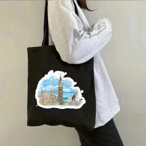Tote bag noir Big Ben aquarelle