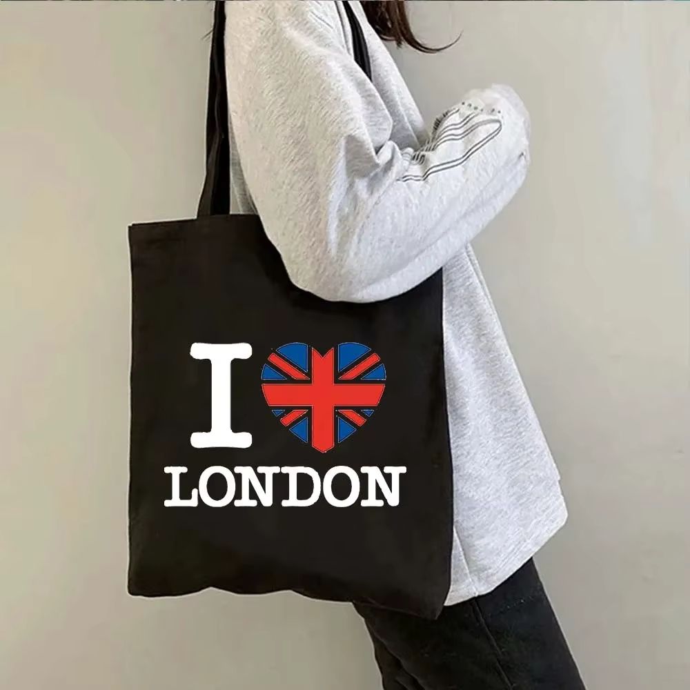Tote bag noir I love London & Union Jack