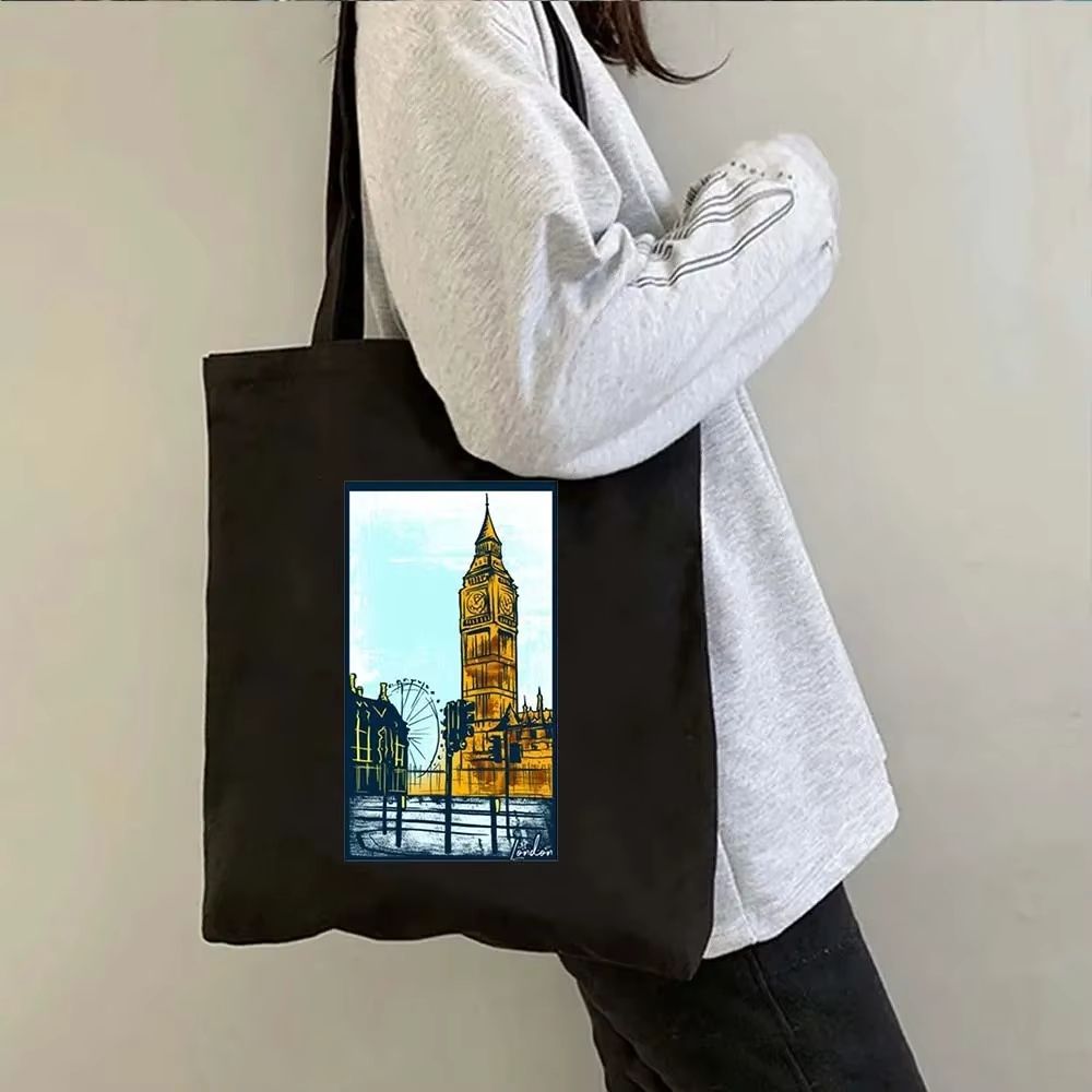 Tote bag noir Big Ben