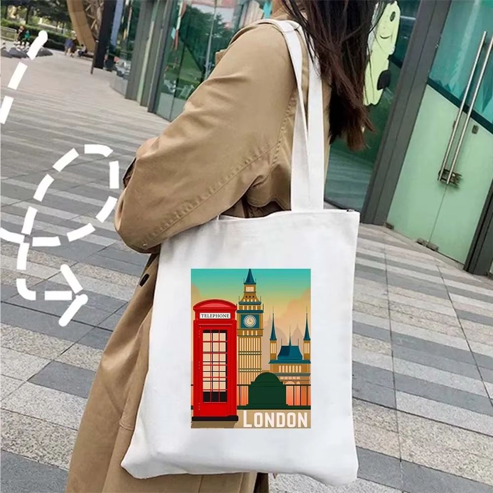 Tote bag blanc Londres vintage