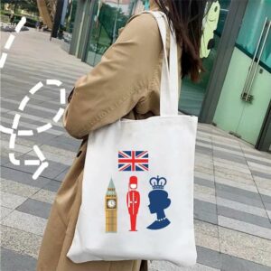 Tote bag blanc monuments & icones d'Angleterre