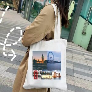 Tote bag blanc collage de photos de Londres