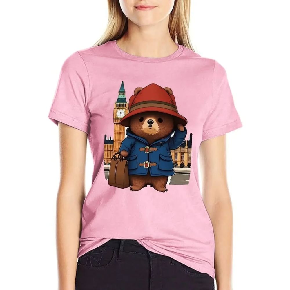 T-shirt rose ourson et monument londonien