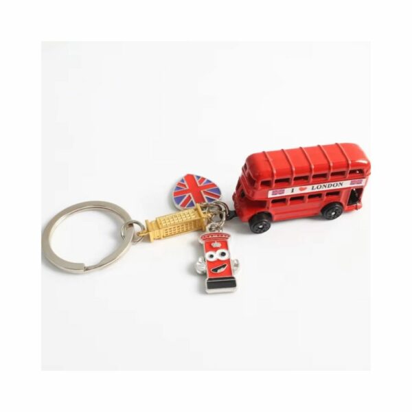 Porte-clé bus anglais + Big Ben+ boîte postale + cœur