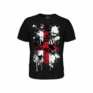 T-shirt noir croix d’Angleterre effet peinture