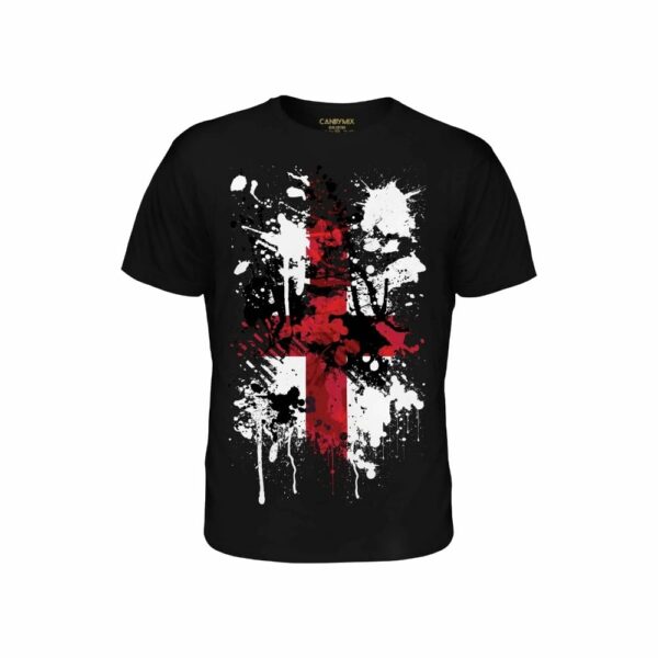 T-shirt noir croix d’Angleterre effet peinture
