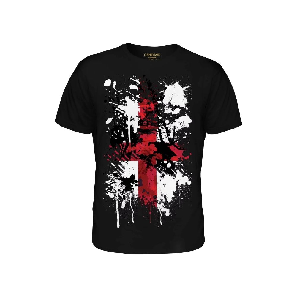 T-shirt noir croix d’Angleterre effet peinture