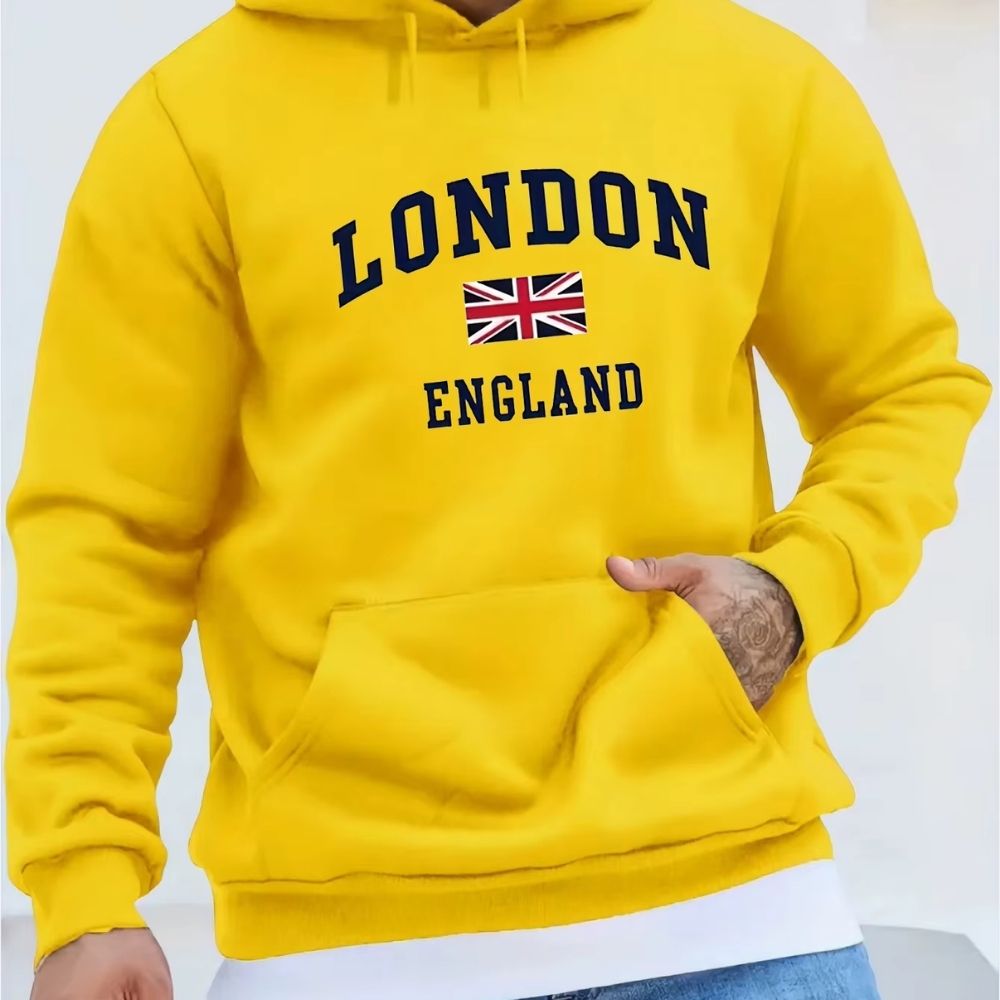 Sweat à capuche jaune London England