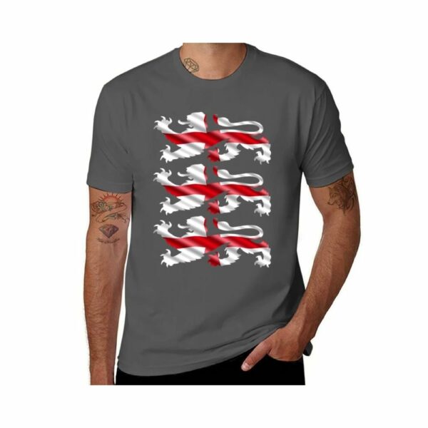 T-shirt gris foncé Trois Lions et Croix de Saint George