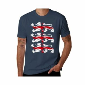 T-shirt bleu marine Trois Lions et Croix Anglaise