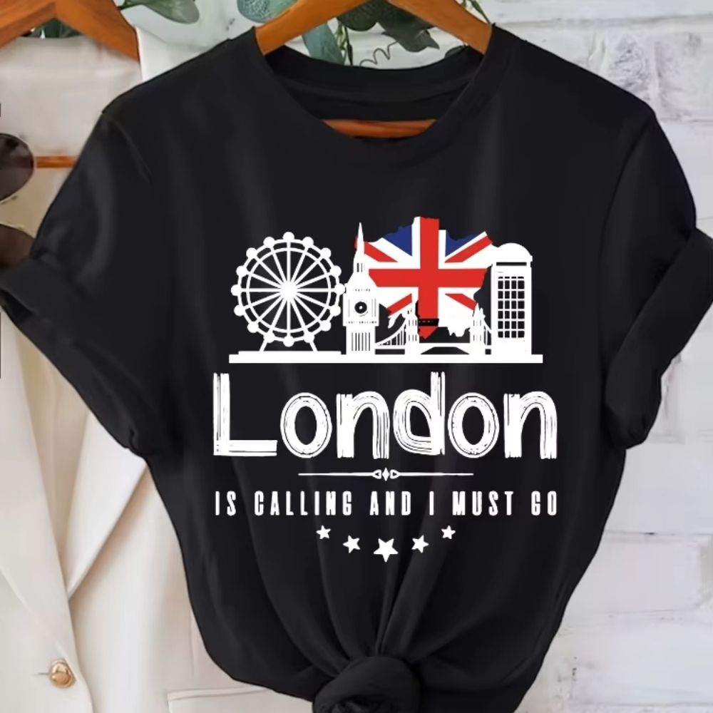 T-shirt noir London Skyline – "London is Calling"