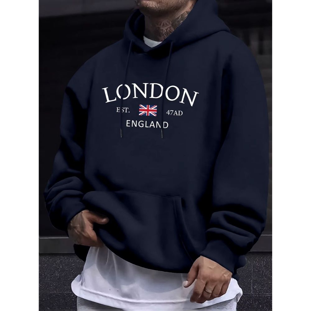 Sweat à capuche anglais bleu nuit - England