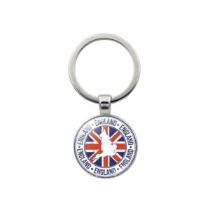 Porte-clé carte d’Angleterre sur fond Union Jack