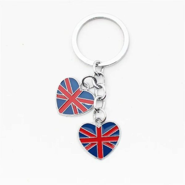 Porte-clé double cœur Union Jack