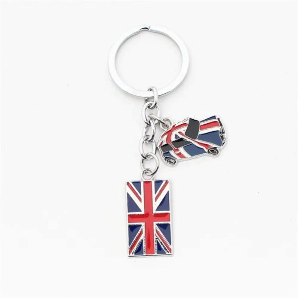 Porte-clé mini voiture et drapeau Union Jack